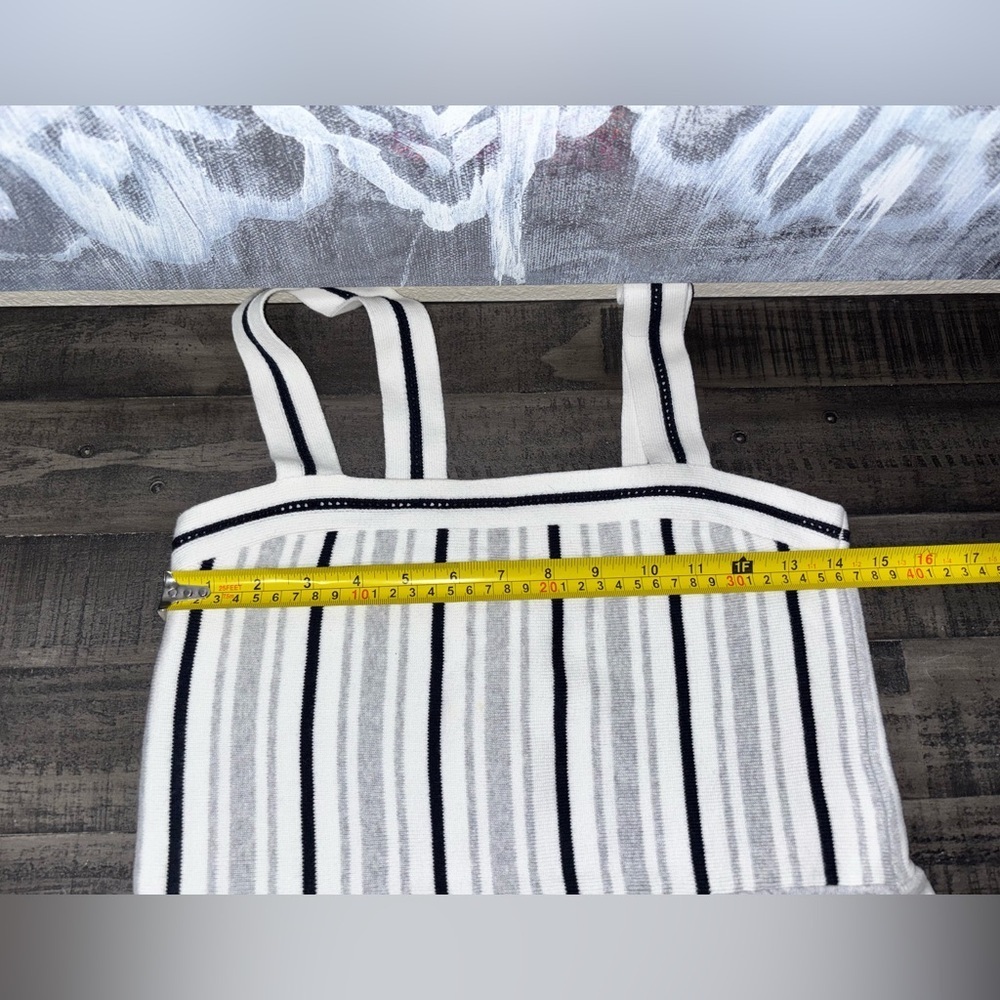 Banana Republic Black White Cotton Sweater Knit Peplum Ruffle Tank Top SZ XS​​​ - Picture 7 of 7